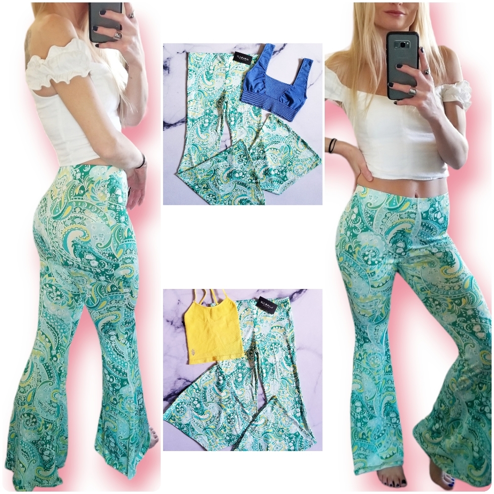 NEW Paisley Print High Rise Flare Leggings